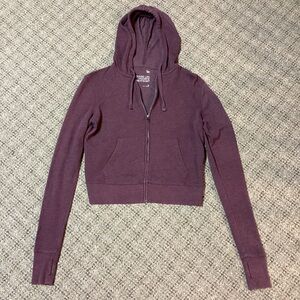SO Lounge Life Plum Purple Burgundy Crop Zip-Up Hoodie * Size XS